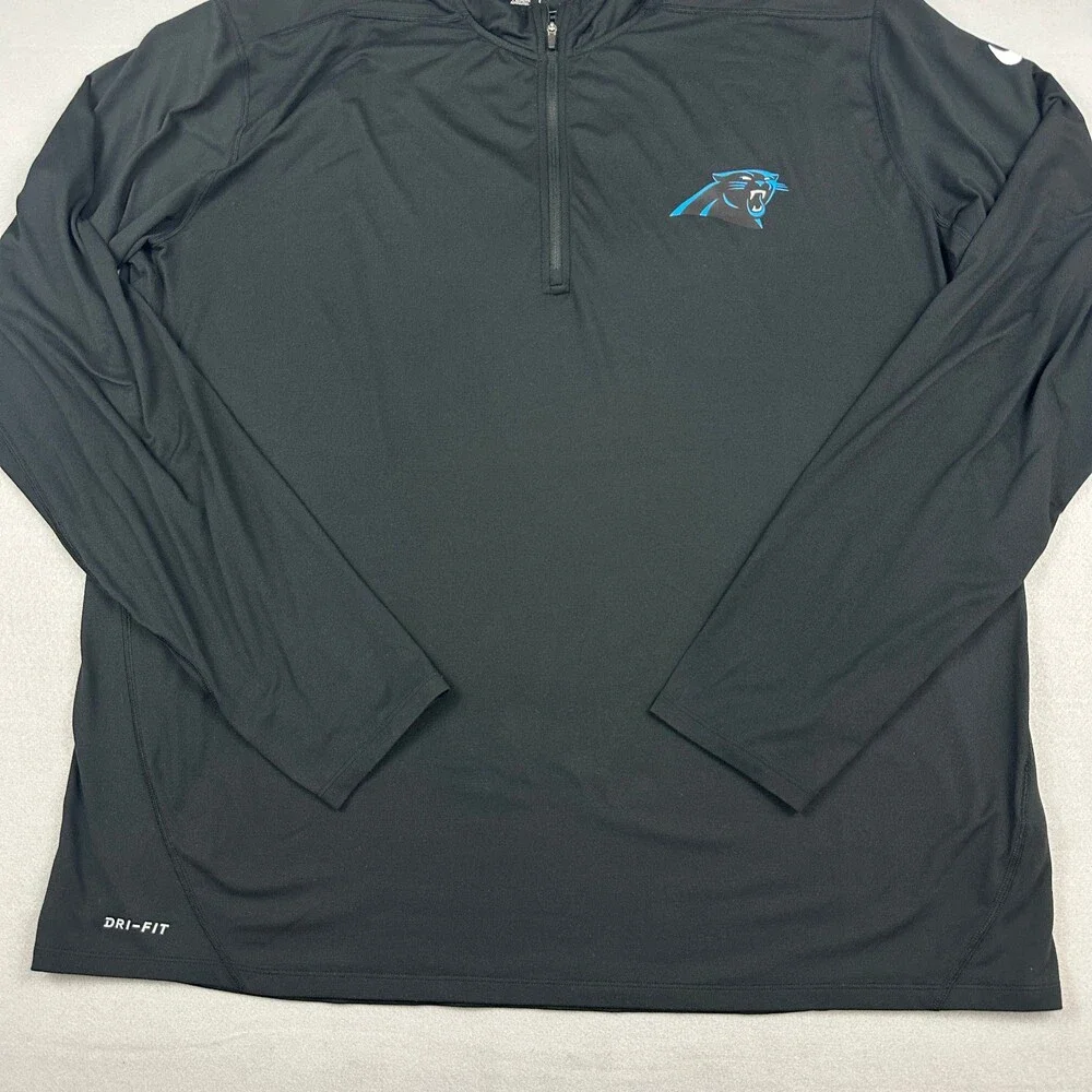 Carolina Panthers Sweater Men 2XL Black Nike 1/4 Zip Pullover Dri Fit NFL XXL